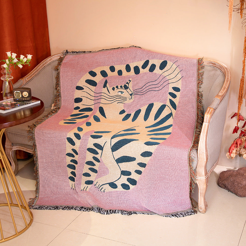 Cat Camping Rugs Chenille Sofa Cover