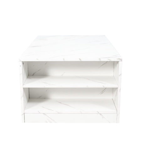 Modern Coffee Tables For Living Room, LED Coffee Table, Storage Coffee Table, Small Coffee Table, Wood Center Table With 2 Drawers And Open Side Shelf
