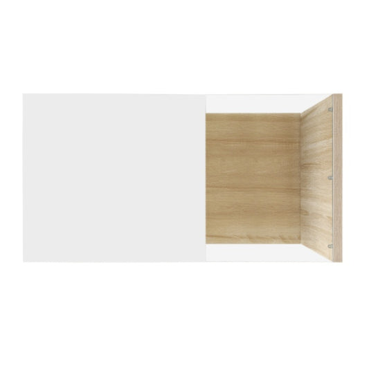 Coffee Table In High Gloss White And Wood Color Combination. Side Tables, Coffee Tables With Glass And LED