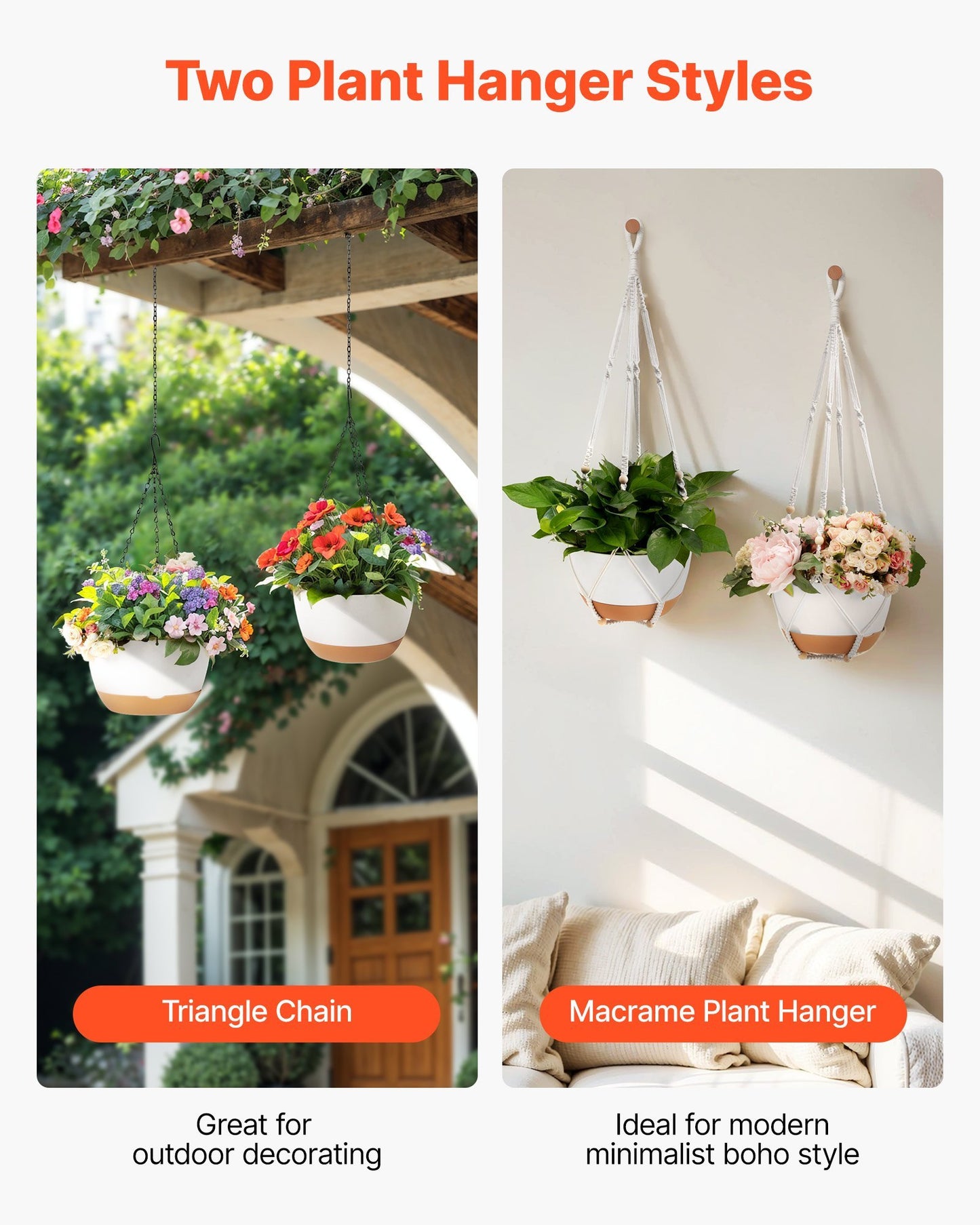 Hanging Planters 10 Inch Self-Watering Flower Pot 2 Pack Indoor & Outdoor