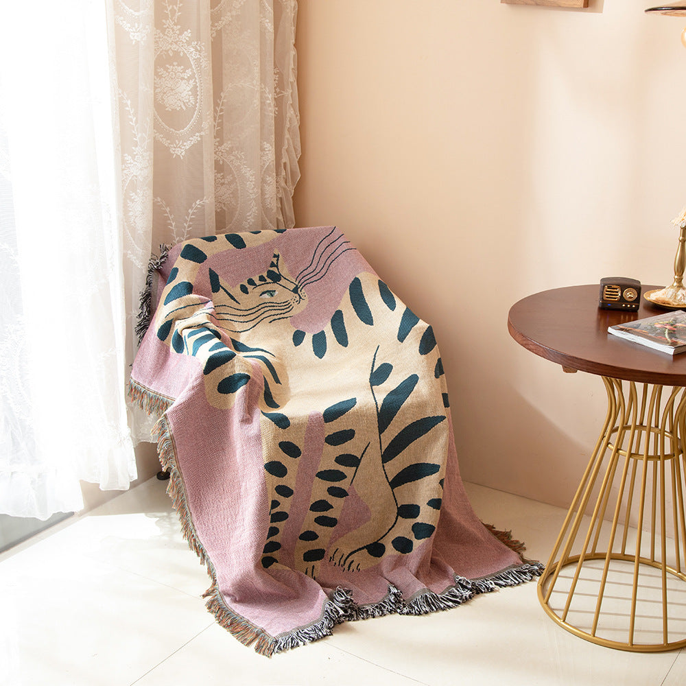 Cat Camping Rugs Chenille Sofa Cover